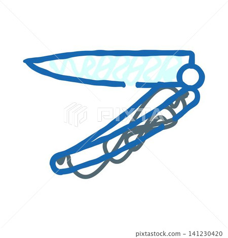 Folding utility knife drawing illustration concept Folding utility knife drawing illustration concept 141230420