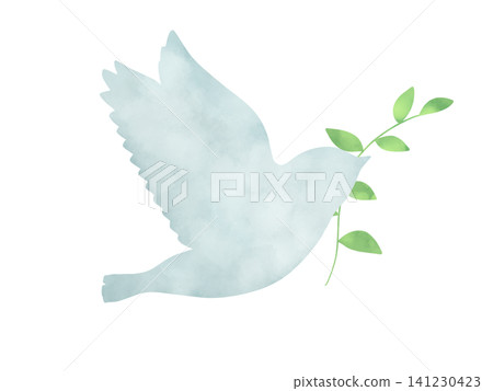 一隻嘴裡叼著橄欖枝的白鴿飛翔──一幅剪紙插圖。 一隻嘴裡叼著橄欖枝的白鴿飛翔──一幅剪紙插圖。 141230423