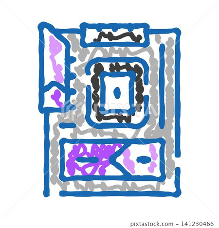 Computer motherboard doodle drawing abstract circuit illustration Computer motherboard doodle drawing abstract circuit illustration 141230466