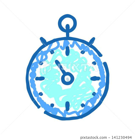 Stopwatch timer icon doodle drawing on white Stopwatch timer icon doodle drawing on white 141230494