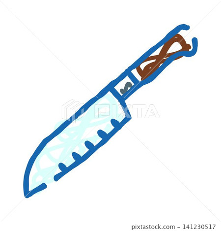 Chef knife drawing sketch scribble doodle on white Chef knife drawing sketch scribble doodle on white 141230517