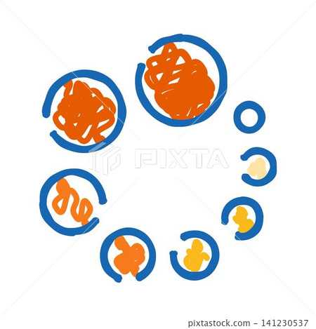 Abstract blue circles with evolving orange forms Abstract blue circles with evolving orange forms 141230537