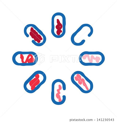 Abstract loading spinner symbol with blue and red elements Abstract loading spinner symbol with blue and red elements 141230543