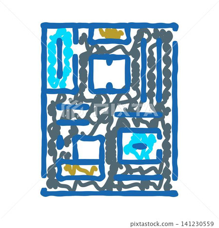 Computer circuit board line icon technology concept 141230559