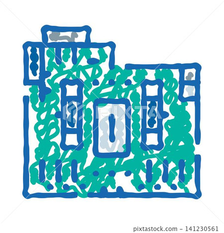 Abandoned building with green ivy doodle icon Abandoned building with green ivy doodle icon 141230561