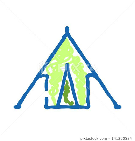 Camping tent doodle representing outdoor adventure and recreation Camping tent doodle representing outdoor adventure and recreation 141230584