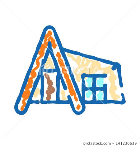A framed house doodle illustrating camping shelter concepts 141230639