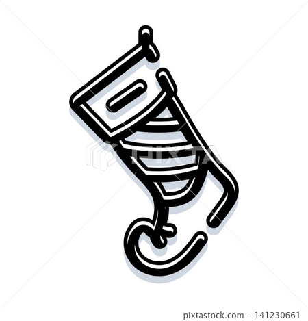 Christmas stocking black and white line art decoration 141230661