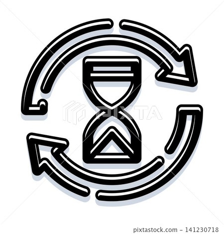 Hourglass with circling arrows showing time management Hourglass with circling arrows showing time management 141230718