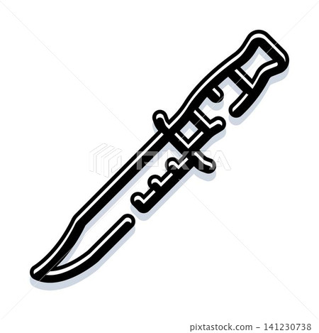 Combat knife illustration with sharp blade and handle Combat knife illustration with sharp blade and handle 141230738