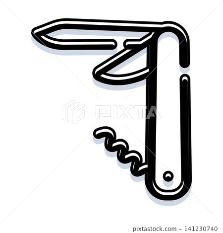 Multi tool icon featuring blade and corkscrew Multi tool icon featuring blade and corkscrew 141230740