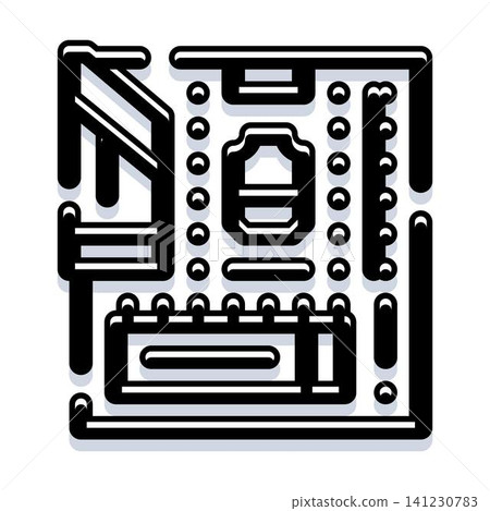 Computer motherboard hardware icon illustrating digital technology Computer motherboard hardware icon illustrating digital technology 141230783