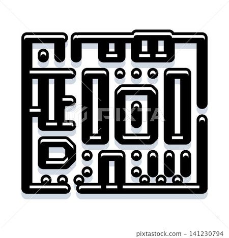 Electronic circuit board microchip technology icon Electronic circuit board microchip technology icon 141230794