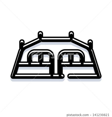 Traditional bedouin tent camping structure black line Traditional bedouin tent camping structure black line 141230821
