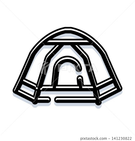 Camping tent line art icon for outdoor adventure Camping tent line art icon for outdoor adventure 141230822