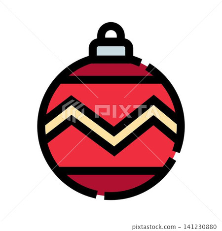 Red christmas tree ornament icon for festive decoration 141230880