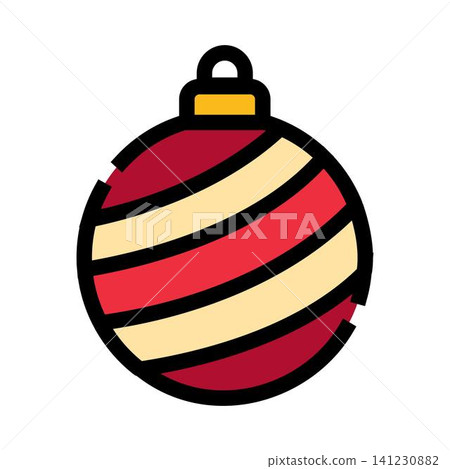 Christmas bauble decoration with red and yellow stripes Christmas bauble decoration with red and yellow stripes 141230882