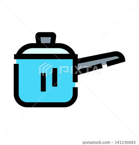 Kitchen saucepan with cover and handle cooking food Kitchen saucepan with cover and handle cooking food 141230883