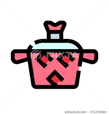 Pink cooking pot with lid icon illustration Pink cooking pot with lid icon illustration 141230884