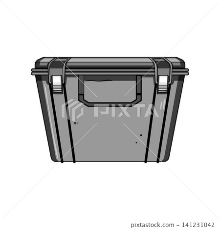 Gray plastic toolbox storing tools and equipment Gray plastic toolbox storing tools and equipment 141231042