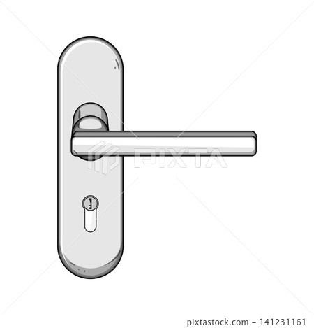 Modern metal door handle with keyhole illustration Modern metal door handle with keyhole illustration 141231161