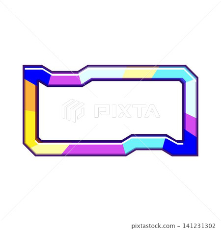Holographic interface frame with colorful geometric shapes Holographic interface frame with colorful geometric shapes 141231302
