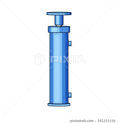 Hydraulic cylinder lifting mechanism cartoon illustration 141231319