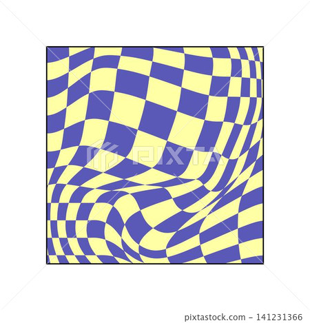 Wavy checker grid creating visual effect Wavy checker grid creating visual effect 141231366