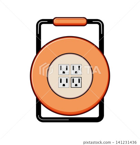 Extension cord reel supplying multiple power oulets Extension cord reel supplying multiple power oulets 141231436