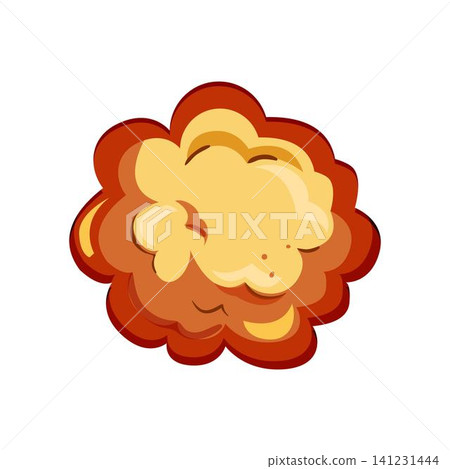 Cartoon explosion creating fiery blast puffing smoke Cartoon explosion creating fiery blast puffing smoke 141231444