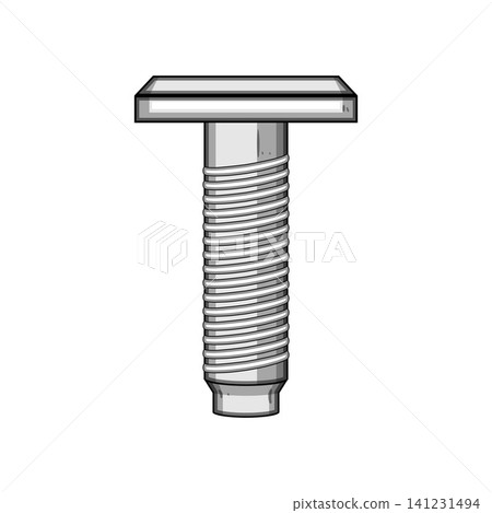 Carriage bolt illustration with square head and threaded shank Carriage bolt illustration with square head and threaded shank 141231494