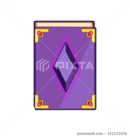 Book of magic spells featuring a purple gem Book of magic spells featuring a purple gem 141231656