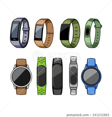 Smartwatch and fitness tracker biometric devices collection 141231663