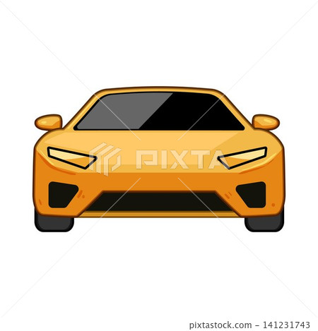 Yellow sports car driving forward concept illustration Yellow sports car driving forward concept illustration 141231743