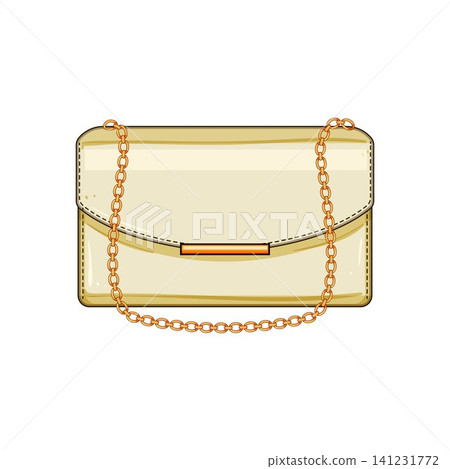 Clutch bag fashion accessory with gold chain 141231772