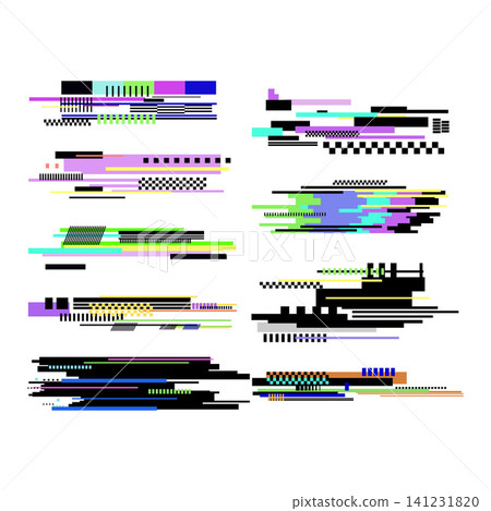 Digital glitch pixel bar geometric elements Digital glitch pixel bar geometric elements 141231820