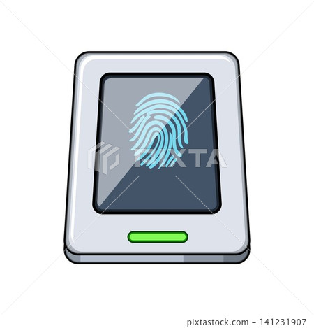 Biometric fingerprint scanner identifying person for secure access 141231907