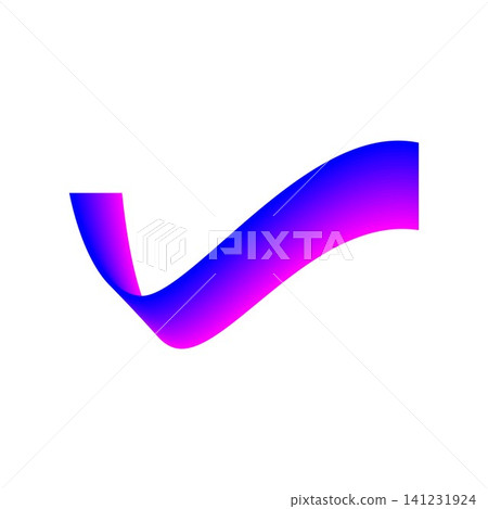 Fluid gradient waves abstract check mark shape Fluid gradient waves abstract check mark shape 141231924
