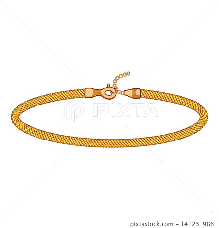 Gold rope bracelet with clasp on white background Gold rope bracelet with clasp on white background 141231986