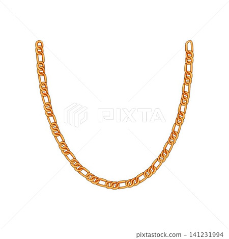 Gold figaro chain hanging on white background Gold figaro chain hanging on white background 141231994