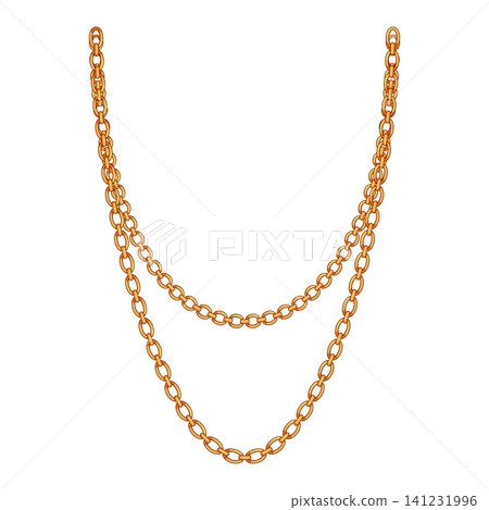 Golden chain hanging looping elegance on white Golden chain hanging looping elegance on white 141231996