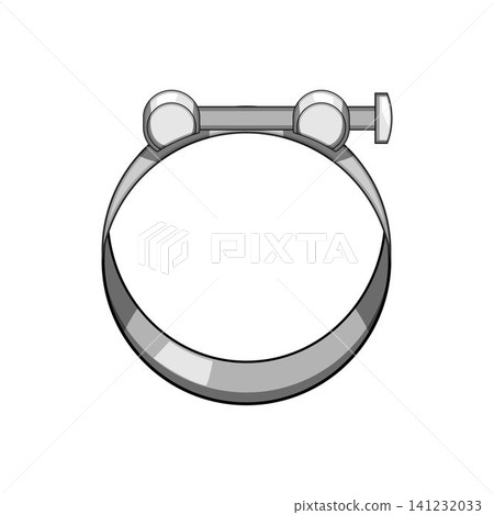 Stainless steel hose clamp securing hardware object Stainless steel hose clamp securing hardware object 141232033