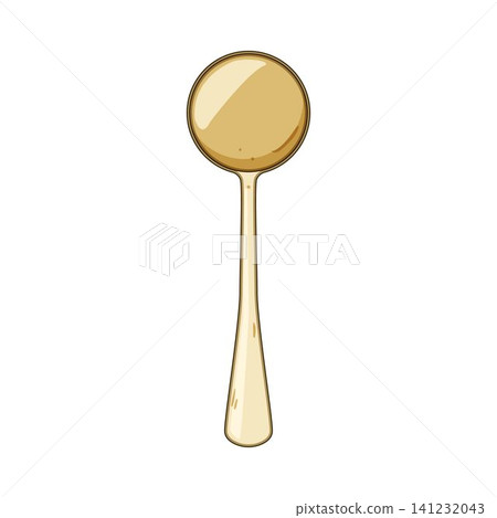 Golden dessert spoon for sweet treats and tasting Golden dessert spoon for sweet treats and tasting 141232043