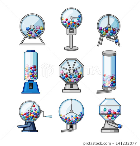 Collection of lottery ball machines choosing winner numbers Collection of lottery ball machines choosing winner numbers 141232077