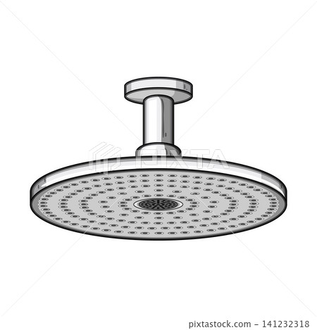 Round modern shower head and plumbing fixture Round modern shower head and plumbing fixture 141232318