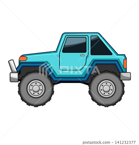Blue off road vehicle cartoon design isolated Blue off road vehicle cartoon design isolated 141232377