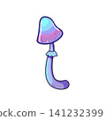 Psychedelic glowing mushroom vector illustration with gradient colors 141232399
