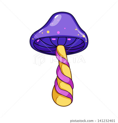 Psychedelic mushroom with colorful cap and twisted stem Psychedelic mushroom with colorful cap and twisted stem 141232401