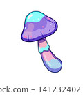 Psychedelic glowing mushroom vector illustration creating surreal fantasy design 141232402