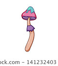 Whimsical psychedelic mushroom with vibrant colors illustration 141232403